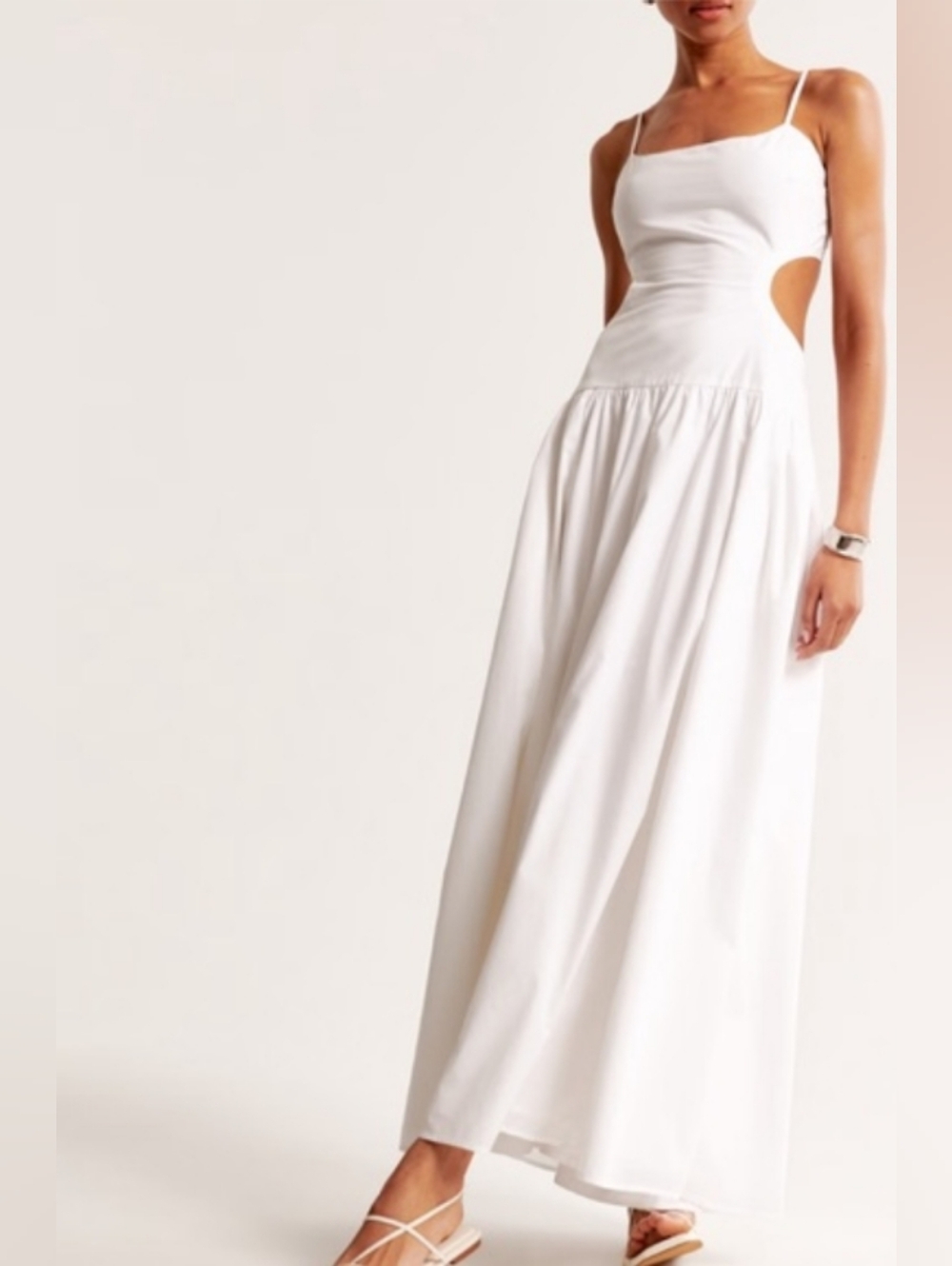 Abercrombie & Fitch White Maxi Dress with Cutouts